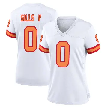 ＃0 Women's David Sills V White Game Tampa Bay Buccaneers '76 Jersey