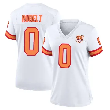 ＃0 Women's Paul Rubelt White Game Tampa Bay Buccaneers '76 50th Season Jersey