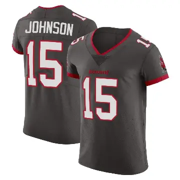 ＃15 Men's Tez Johnson Elite Tampa Bay Buccaneers Pewter Alternate Vapor Jersey