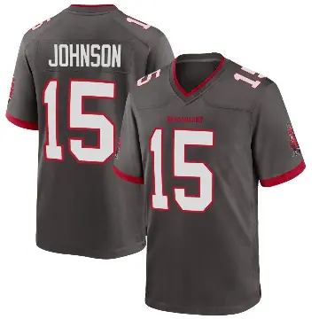 ＃15 Men's Tez Johnson Game Tampa Bay Buccaneers Pewter Alternate Jersey