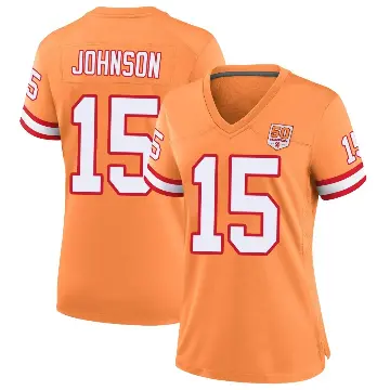 ＃15 Women's Tez Johnson Cream Game Tampa Bay Buccaneers sicle 50th Season Jersey