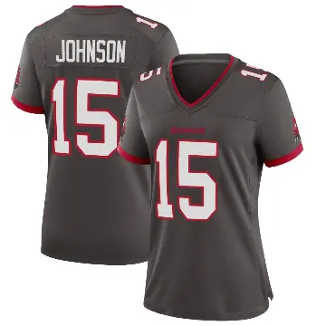 ＃15 Women's Tez Johnson Game Tampa Bay Buccaneers Pewter Alternate Jersey
