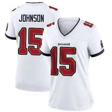 ＃15 Women's Tez Johnson White Game Tampa Bay Buccaneers Jersey
