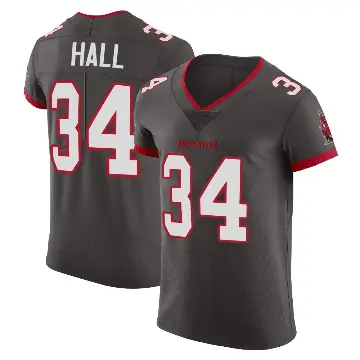 ＃34 Men's Bryce Hall Elite Tampa Bay Buccaneers Pewter Alternate Vapor Jersey