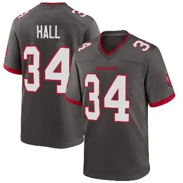 ＃34 Men's Bryce Hall Game Tampa Bay Buccaneers Pewter Alternate Jersey
