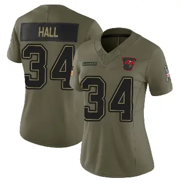 ＃34 Women's Bryce Hall Olive Limited Tampa Bay Buccaneers 2025 Salute to Service Jersey