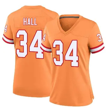 ＃34 Women's Bryce Hall Orange Game Tampa Bay Buccaneers Throwback Jersey