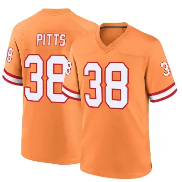 ＃38 Men's Derrek Pitts Orange Game Tampa Bay Buccaneers Throwback Jersey