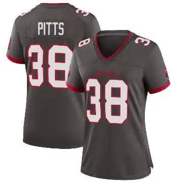 ＃38 Women's Derrek Pitts Game Tampa Bay Buccaneers Pewter Alternate Jersey