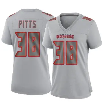 ＃38 Women's Derrek Pitts Gray Game Tampa Bay Buccaneers Atmosphere Fashion Jersey