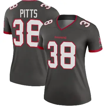 ＃38 Women's Derrek Pitts Legend Tampa Bay Buccaneers Pewter Alternate Jersey