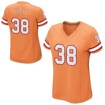 ＃38 Women's Derrek Pitts Orange Game Tampa Bay Buccaneers Alternate Jersey