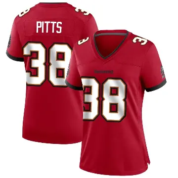 ＃38 Women's Derrek Pitts Red Game Tampa Bay Buccaneers Team Color Jersey