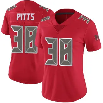 ＃38 Women's Derrek Pitts Red Limited Tampa Bay Buccaneers Color Rush Jersey
