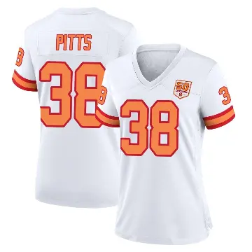 ＃38 Women's Derrek Pitts White Game Tampa Bay Buccaneers '76 50th Season Jersey