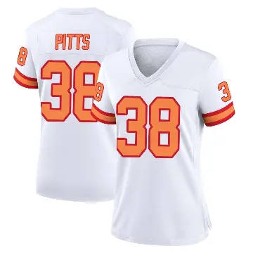 ＃38 Women's Derrek Pitts White Game Tampa Bay Buccaneers '76 Jersey