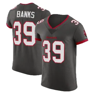 ＃39 Men's Marcus Banks Elite Tampa Bay Buccaneers Pewter Alternate Vapor Jersey