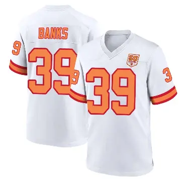 ＃39 Men's Marcus Banks White Game Tampa Bay Buccaneers '76 50th Season Jersey