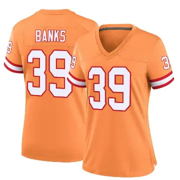 ＃39 Women's Marcus Banks Orange Game Tampa Bay Buccaneers Throwback Jersey