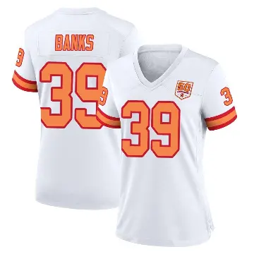 ＃39 Women's Marcus Banks White Game Tampa Bay Buccaneers '76 50th Season Jersey