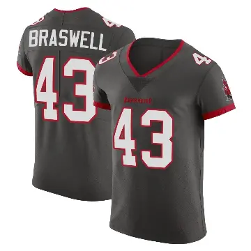 ＃43 Men's Chris Braswell Elite Tampa Bay Buccaneers Pewter Alternate Vapor Jersey