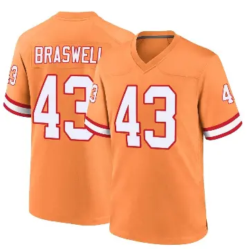 ＃43 Men's Chris Braswell Orange Game Tampa Bay Buccaneers Throwback Jersey