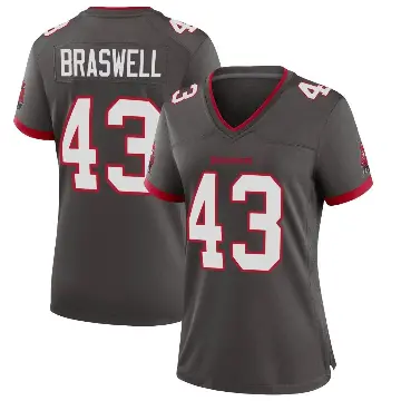 ＃43 Women's Chris Braswell Game Tampa Bay Buccaneers Pewter Alternate Jersey