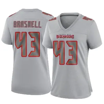 ＃43 Women's Chris Braswell Gray Game Tampa Bay Buccaneers Atmosphere Fashion Jersey