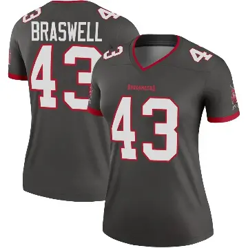 ＃43 Women's Chris Braswell Legend Tampa Bay Buccaneers Pewter Alternate Jersey