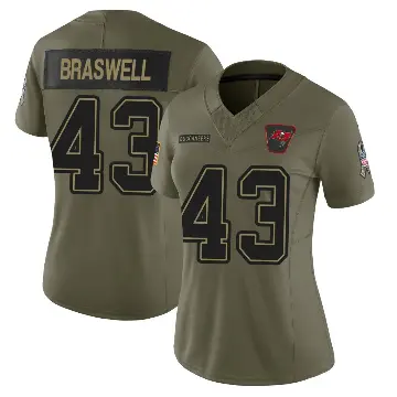 ＃43 Women's Chris Braswell Olive Limited Tampa Bay Buccaneers 2025 Salute to Service Jersey