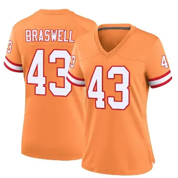 ＃43 Women's Chris Braswell Orange Game Tampa Bay Buccaneers Throwback Jersey
