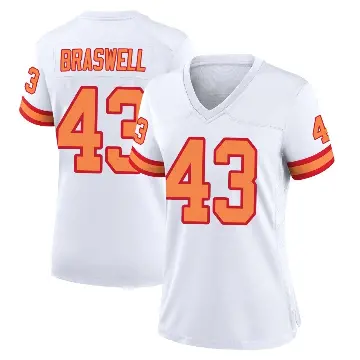 ＃43 Women's Chris Braswell White Game Tampa Bay Buccaneers '76 Jersey