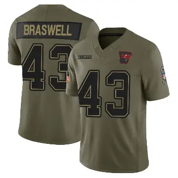 ＃43 Youth Chris Braswell Olive Limited Tampa Bay Buccaneers 2025 Salute to Service Jersey