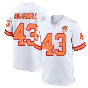 ＃43 Youth Chris Braswell White Game Tampa Bay Buccaneers '76 50th Season Jersey