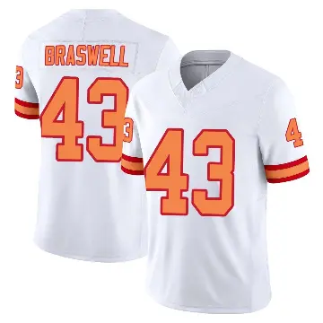 ＃43 Youth Chris Braswell White Limited Tampa Bay Buccaneers '76 Vapor F.U.S.E. Jersey