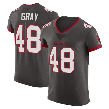 ＃48 Men's J.T. Gray Elite Tampa Bay Buccaneers Pewter Alternate Vapor Jersey