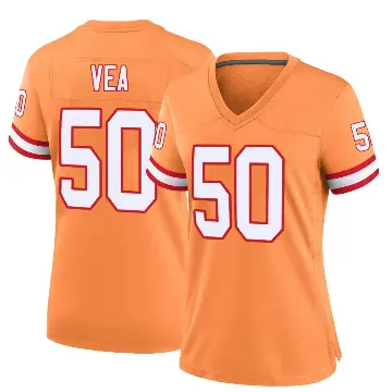 ＃50 Women's Vita Vea Orange Game Tampa Bay Buccaneers Throwback Jersey
