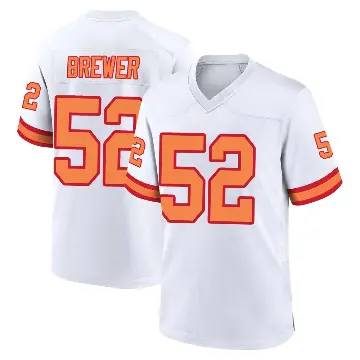 ＃52 Men's C.J. Brewer White Game Tampa Bay Buccaneers '76 Jersey
