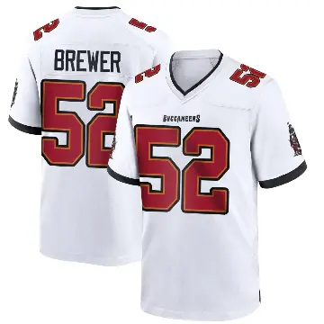 ＃52 Men's C.J. Brewer White Game Tampa Bay Buccaneers Jersey