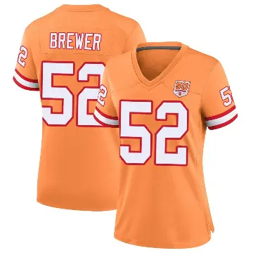 ＃52 Women's C.J. Brewer Cream Game Tampa Bay Buccaneers sicle 50th Season Jersey