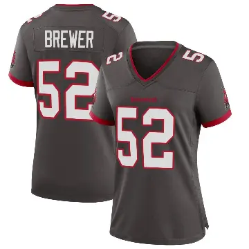 ＃52 Women's C.J. Brewer Game Tampa Bay Buccaneers Pewter Alternate Jersey