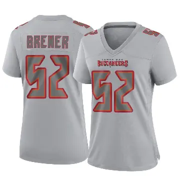 ＃52 Women's C.J. Brewer Gray Game Tampa Bay Buccaneers Atmosphere Fashion Jersey