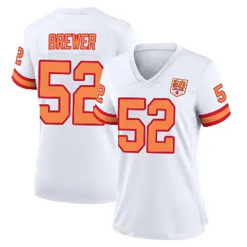 ＃52 Women's C.J. Brewer White Game Tampa Bay Buccaneers '76 50th Season Jersey