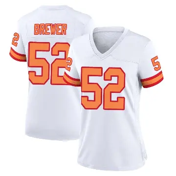 ＃52 Women's C.J. Brewer White Game Tampa Bay Buccaneers '76 Jersey