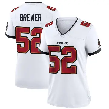 ＃52 Women's C.J. Brewer White Game Tampa Bay Buccaneers Jersey