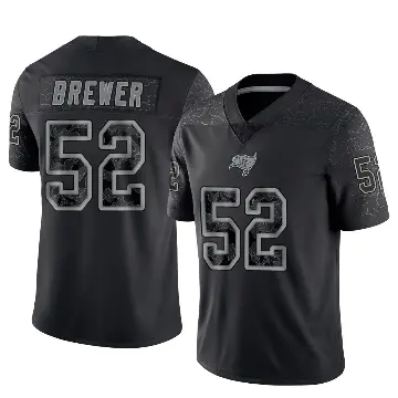 ＃52 Youth C.J. Brewer Black Limited Tampa Bay Buccaneers Reflective Jersey