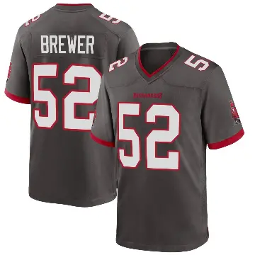 ＃52 Youth C.J. Brewer Game Tampa Bay Buccaneers Pewter Alternate Jersey
