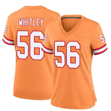 ＃56 Women's Benton Whitley Orange Game Tampa Bay Buccaneers Throwback Jersey