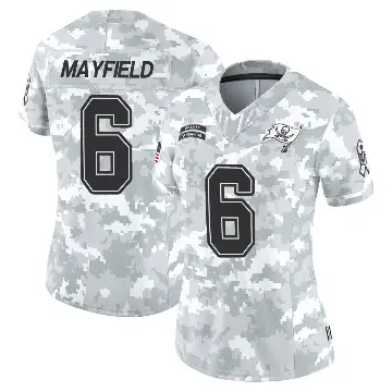 ＃6 Women's Baker Mayfield Arctic Camo Limited Tampa Bay Buccaneers 2024 Salute to Service Jersey