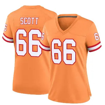 ＃66 Women's Ben Scott Orange Game Tampa Bay Buccaneers Throwback Jersey